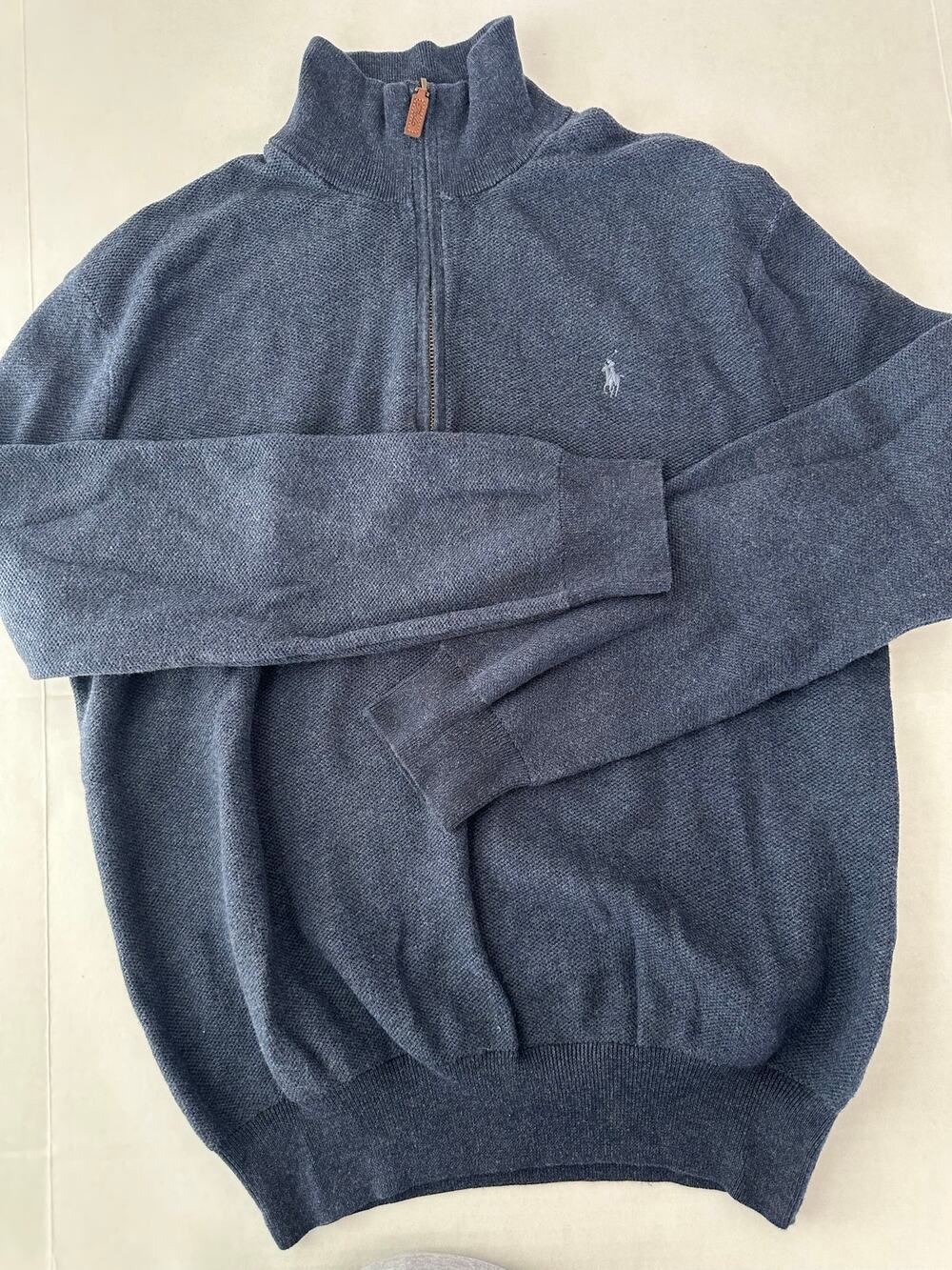 Polo Ralph Lauren Men's Quarter-Zip Pullover Sweater Navy Heather - Size L